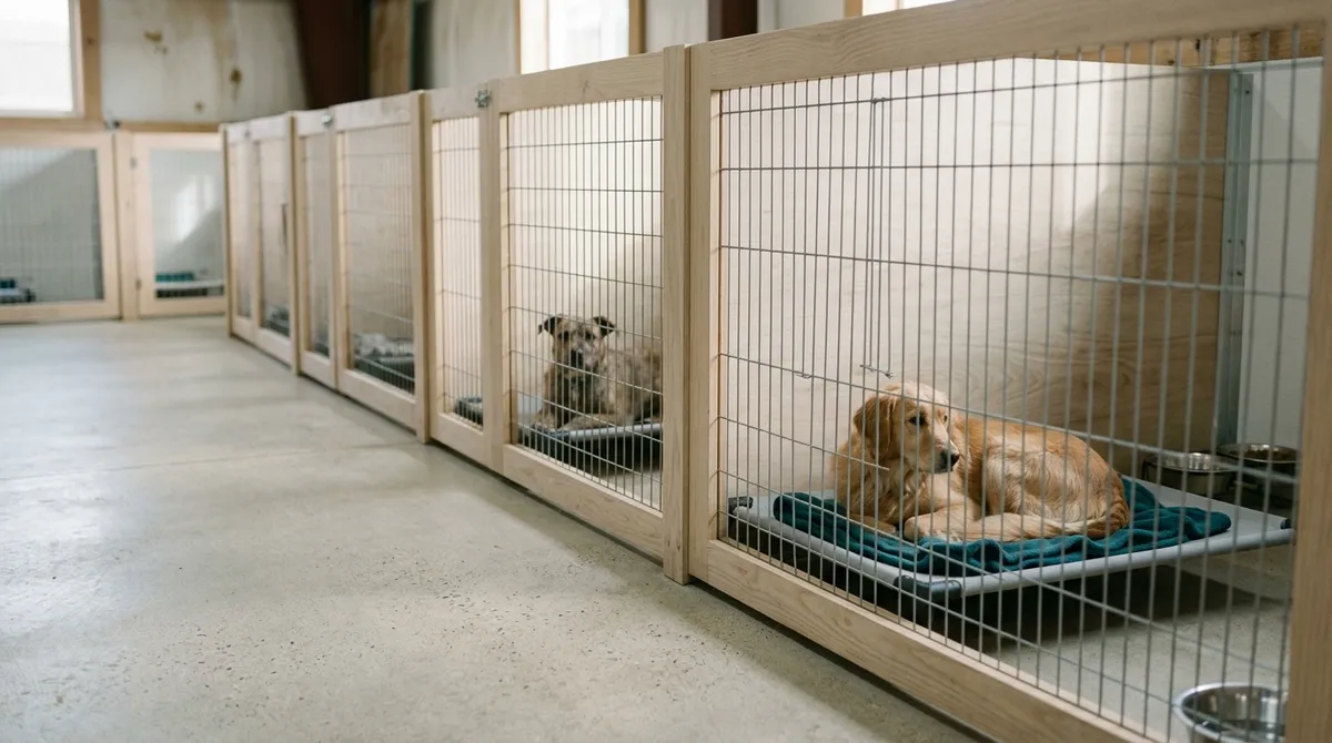Box propres et spacieux dans une pension canine